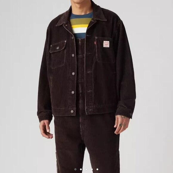 Levi's Corduroy Sunrise Trucker Jacket in Black Coffee Dark Brown NWT - Picture 2 of 12